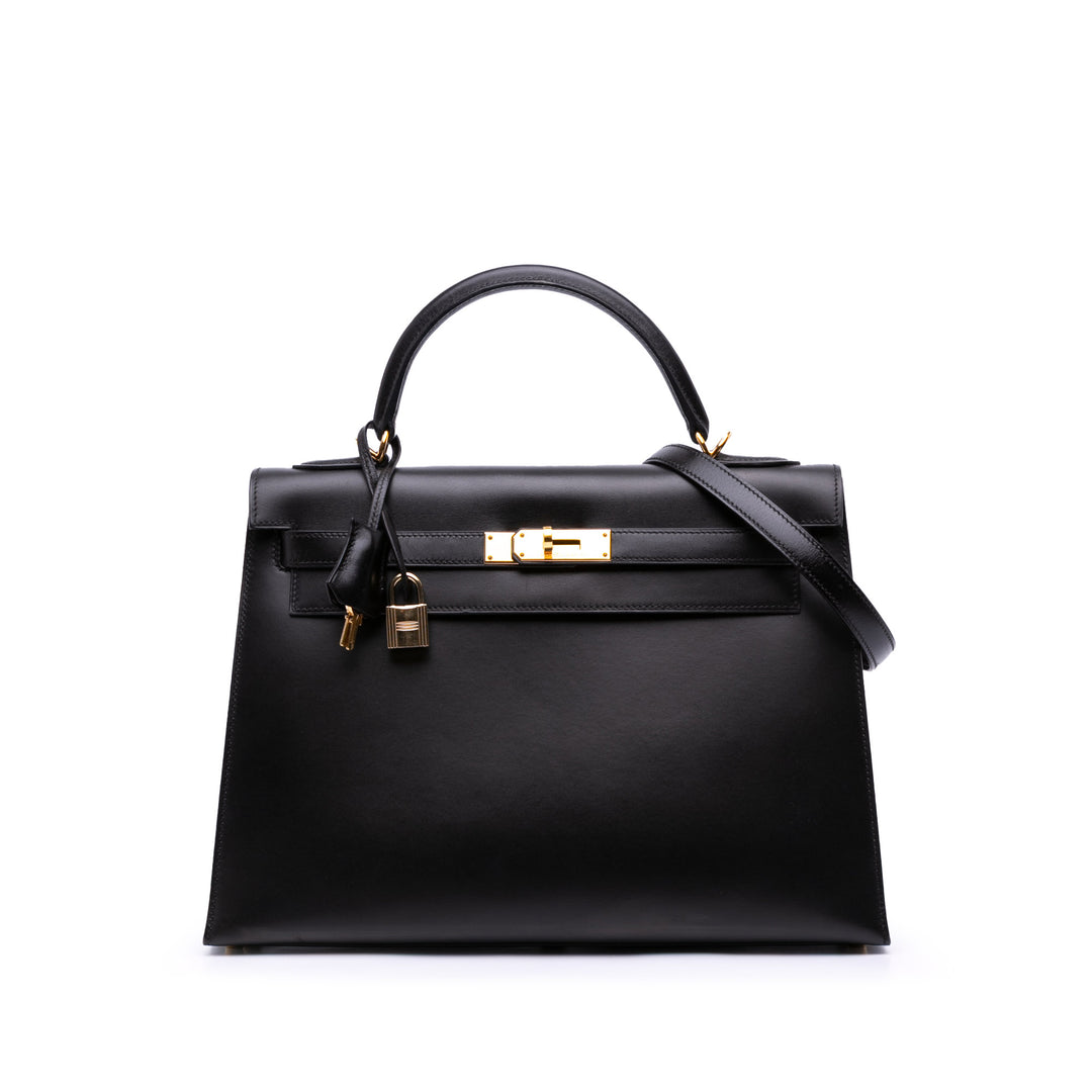 Box Calf Kelly II Sellier 32 Black - Gaby Paris