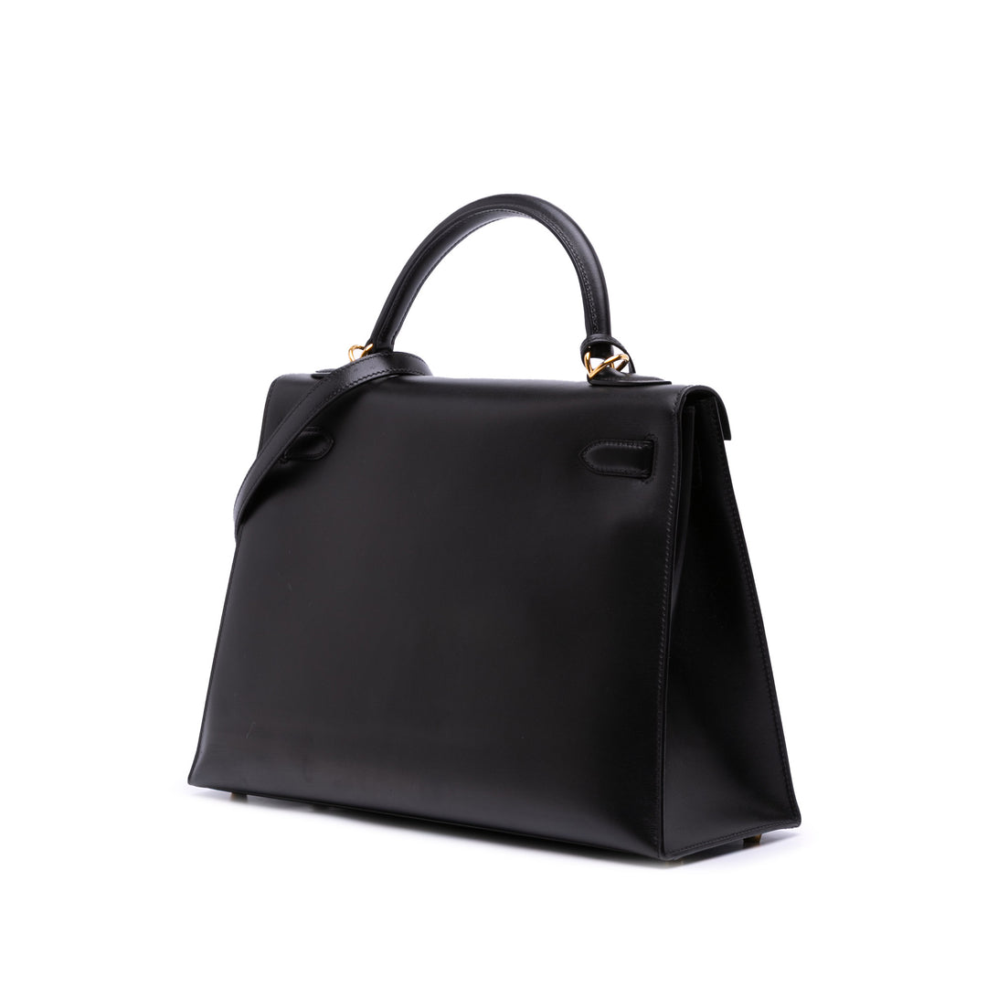 Box Calf Kelly II Sellier 32 Black - Gaby Paris