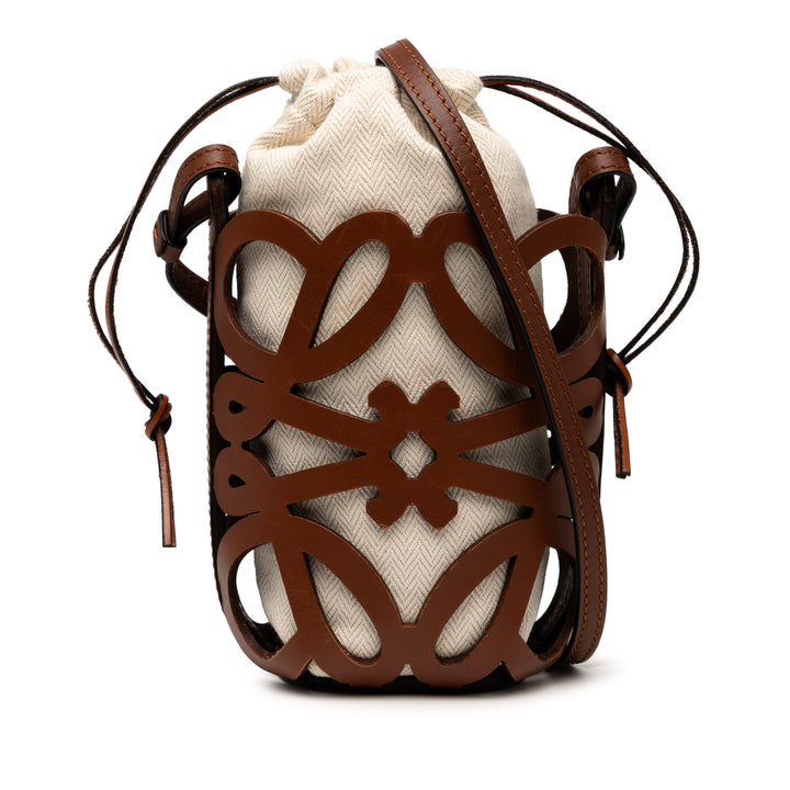 LOEWE Anagram Cuir Cut Out Pocket Sac porté croisé Marron