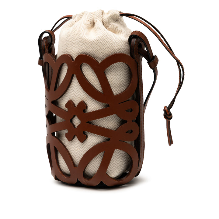 LOEWE Anagram Cuir Cut Out Pocket Sac porté croisé Marron