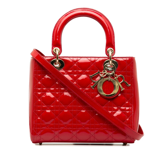 Medium Patent Cannage Lady Dior Red - Gaby Paris