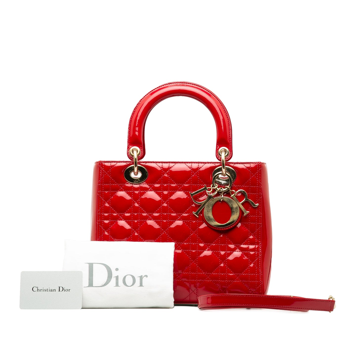 Medium Patent Cannage Lady Dior Red - Gaby Paris