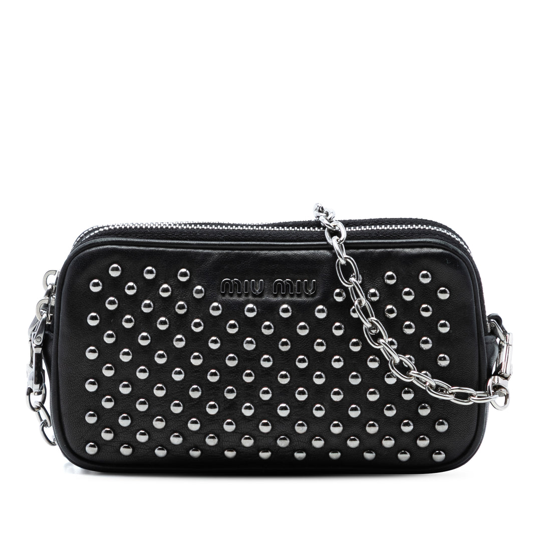 Miu Miu clouté Double Zippé Sac Cuir