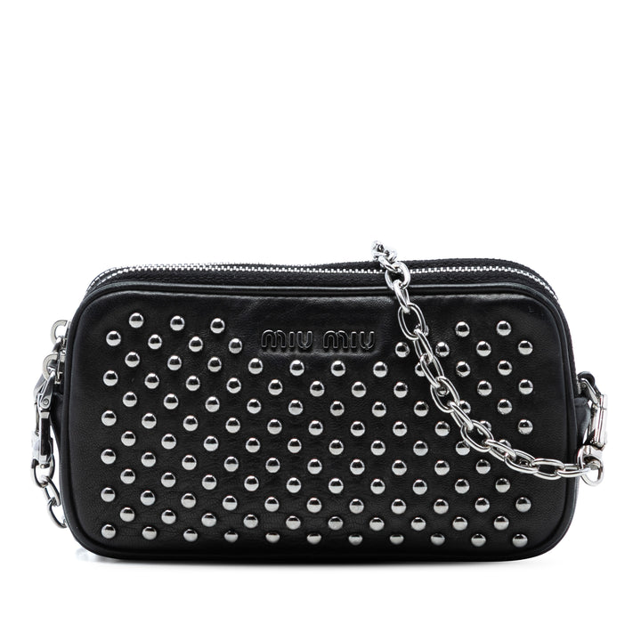 Miu Miu clouté Double Zippé Sac Cuir