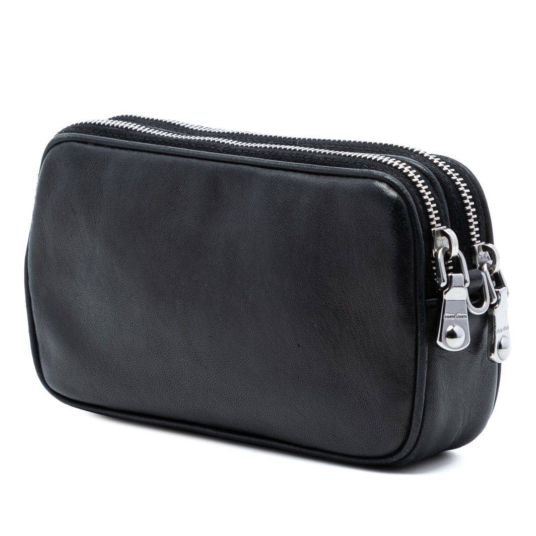Miu Miu clouté Double Zippé Sac Cuir