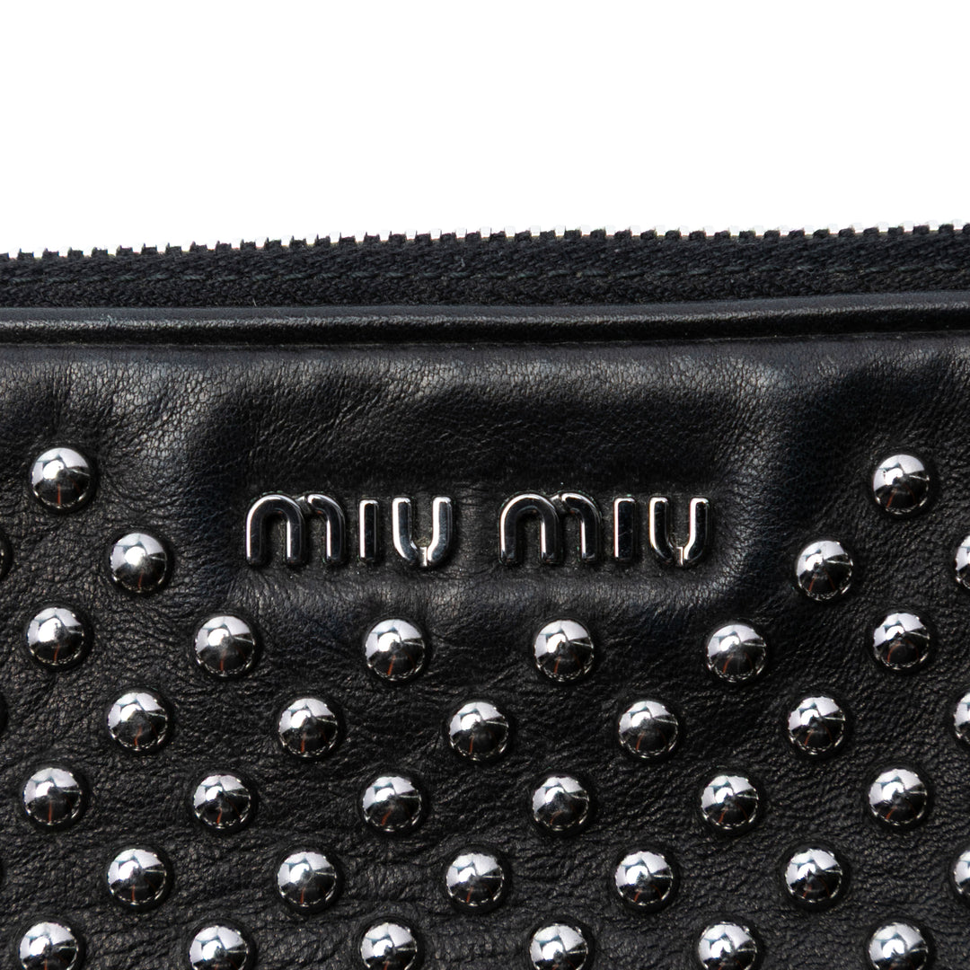 Miu Miu clouté Double Zippé Sac Cuir