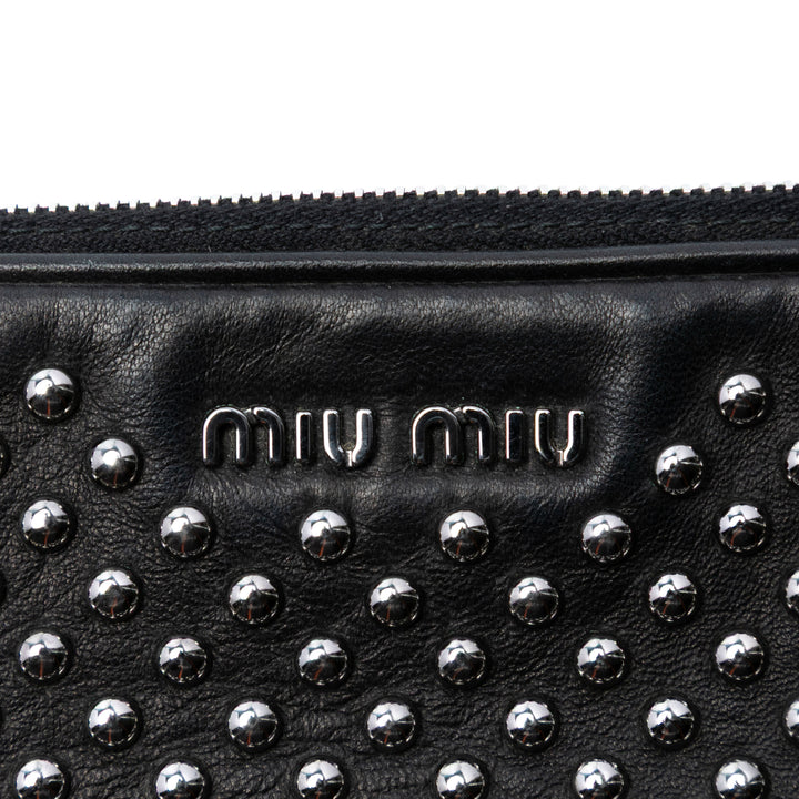 Miu Miu clouté Double Zippé Sac Cuir