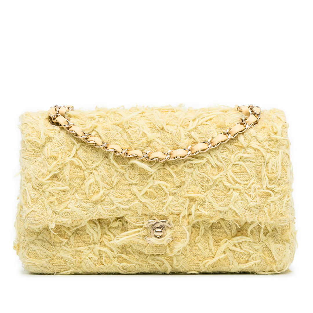 Chanel Medium Classic Fringed Tweed Double rabat Jaune – GABY PARIS Authentique