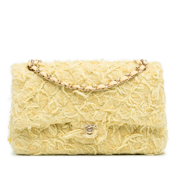 Chanel Medium Classic Fringed Tweed Double rabat Jaune – GABY PARIS Authentique