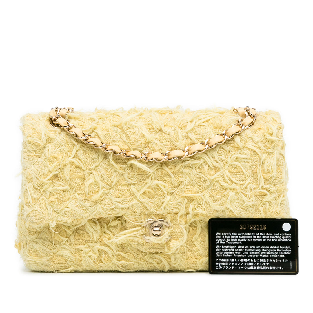 Chanel Medium Classic Fringed Tweed Double rabat Jaune – GABY PARIS Authentique