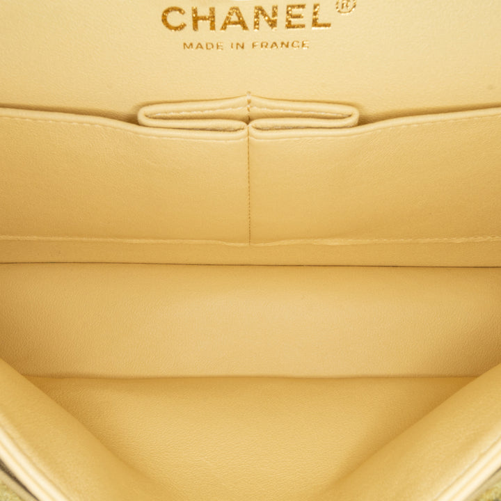 Chanel Medium Classic Fringed Tweed Double rabat Jaune – GABY PARIS Authentique
