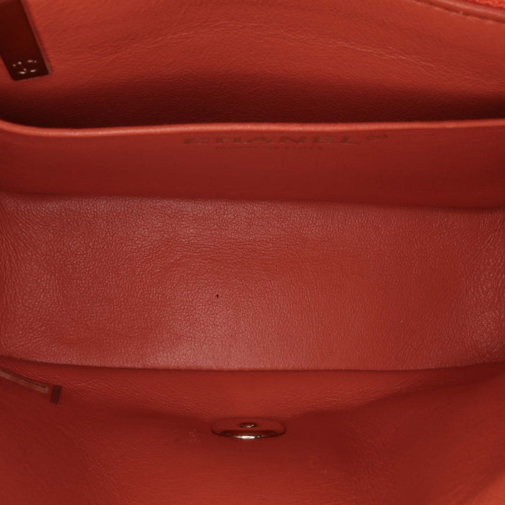Mini Square Classic Lambskin Single Flap Orange - Gaby Paris