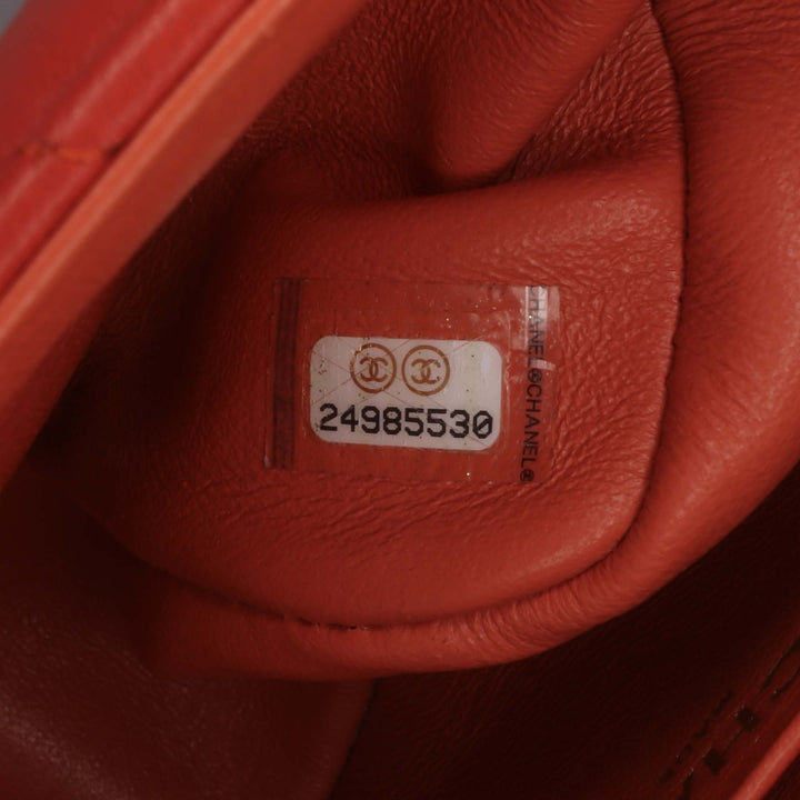 Mini Square Classic Lambskin Single Flap Orange - Gaby Paris