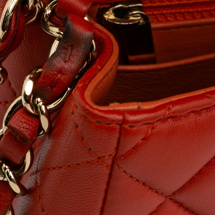 Mini Square Classic Lambskin Single Flap Orange - Gaby Paris