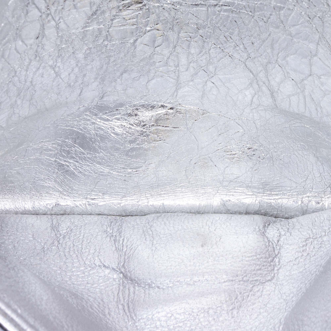 Mini Reissue 2.55 Metallic Aged Calfskin Double Flap 224 Silver - Gaby Paris