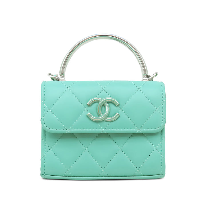 Chanel Matelassé Chaîne sac à Mini Cuir d'agneau Vert – vue principale – GABY PARIS