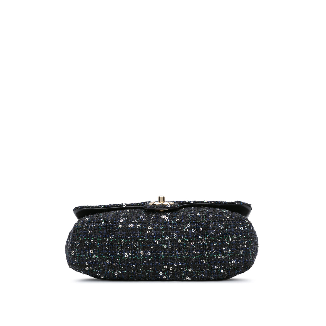 Medium Tweed Pearl Handle Flap Blue - Gaby Paris