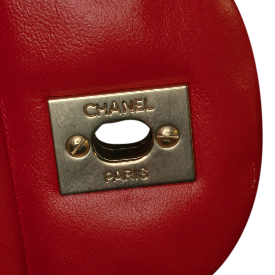 Maxi Classic Lambskin Single Flap Red - Gaby Paris