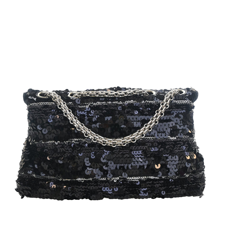 Chanel Cuir verni à finitions Sequinsed Satin Reissue 2.55 Simple rabat 225