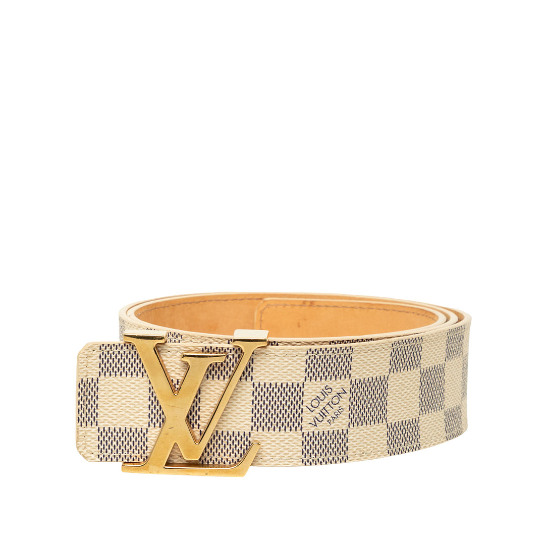 Initiales Ceinture Damier Azur Blanc