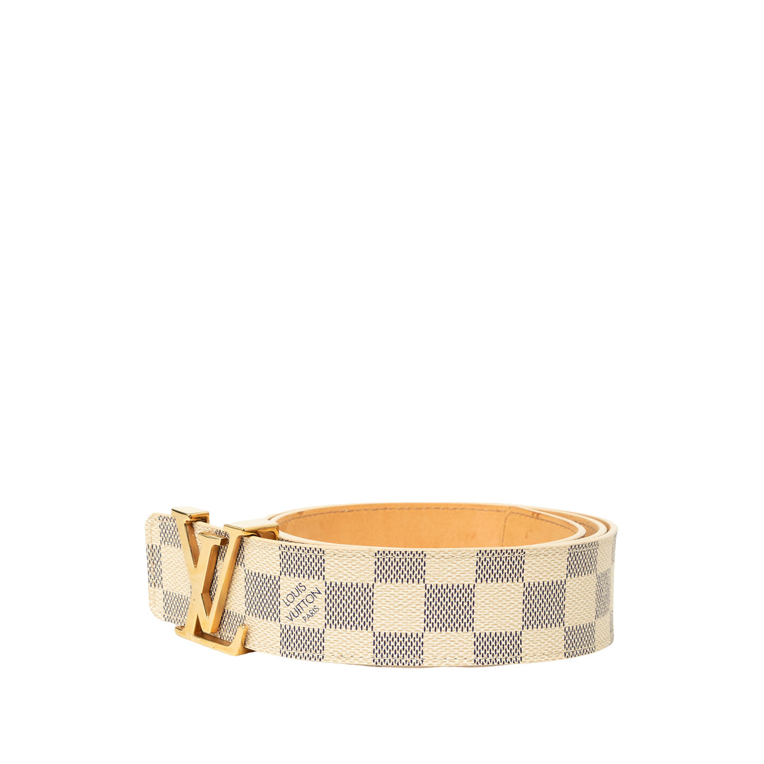 Initiales Ceinture Damier Azur Blanc