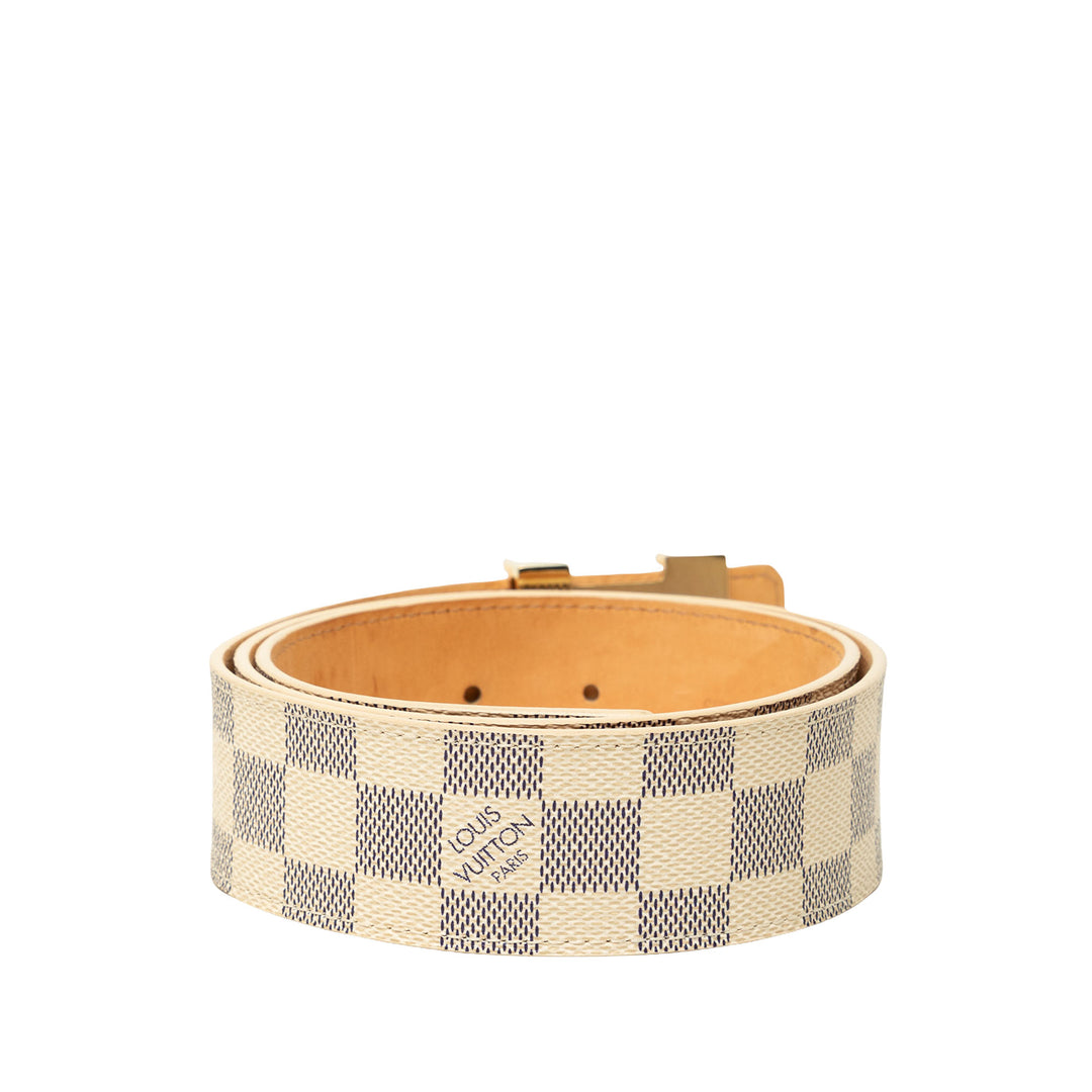 Initiales Ceinture Damier Azur Blanc