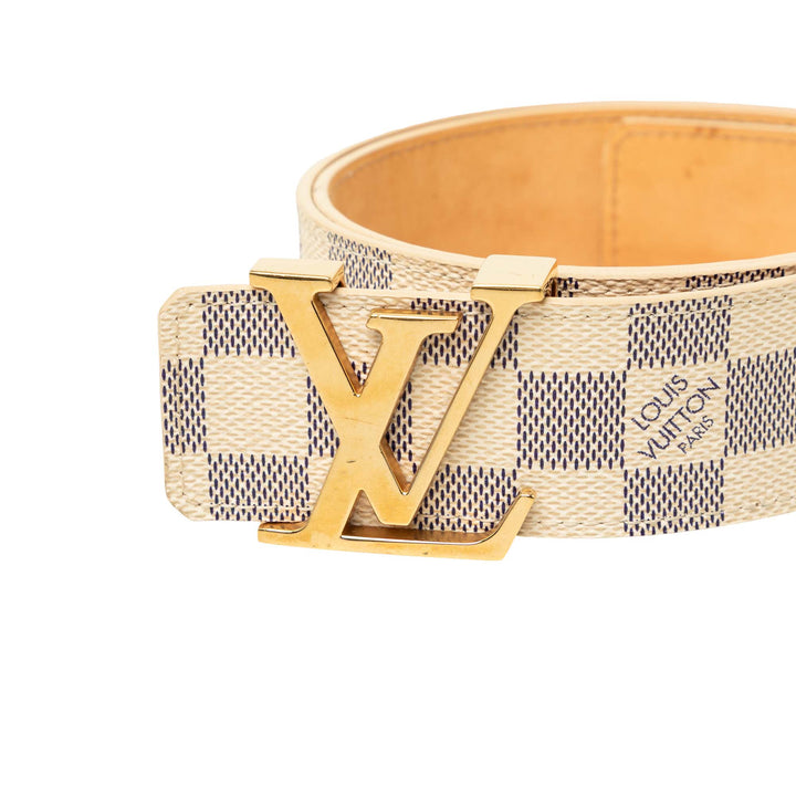 Initiales Ceinture Damier Azur Blanc