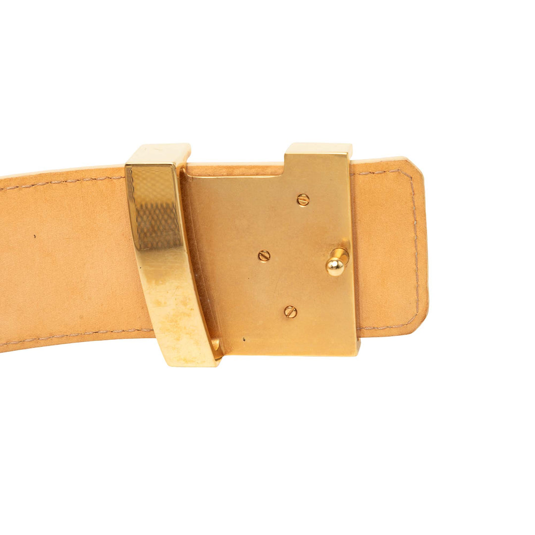 Initiales Ceinture Damier Azur Blanc