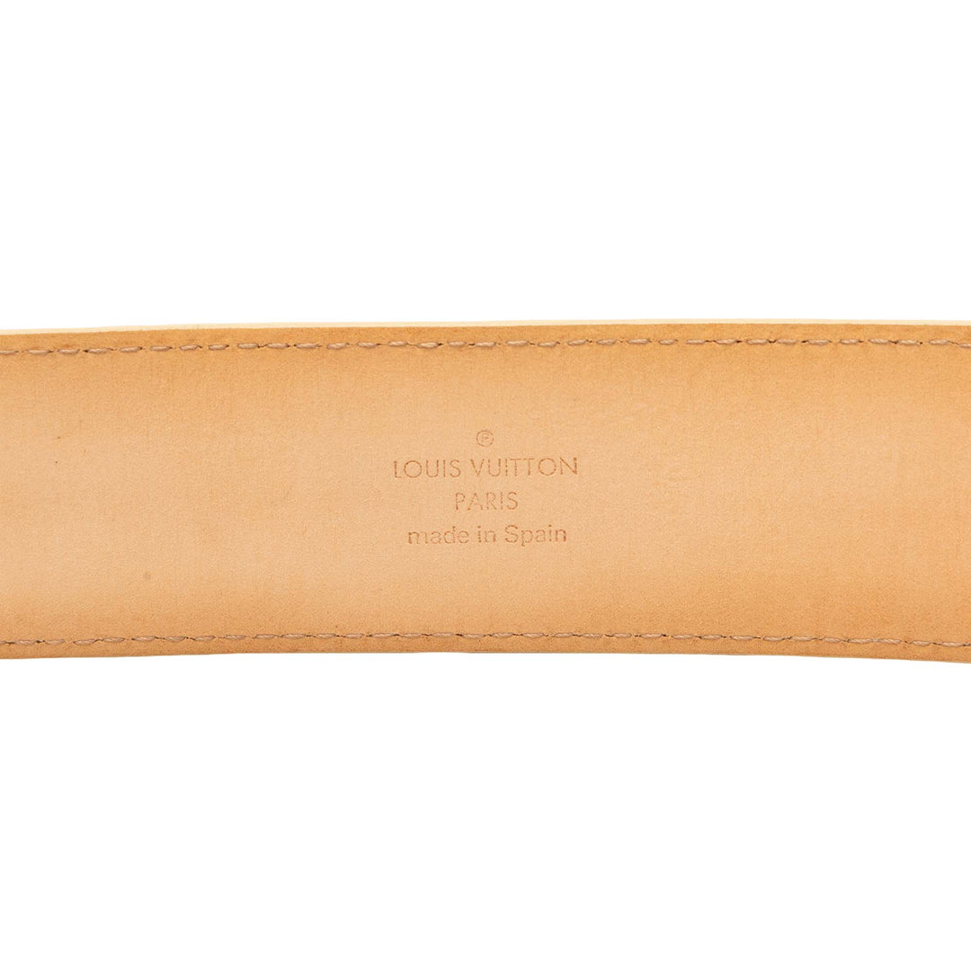 Initiales Ceinture Damier Azur Blanc
