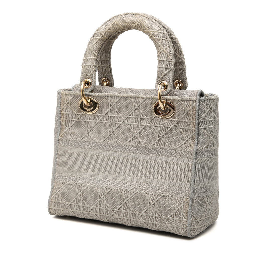 Dior Medium brodé Toile Cannage Lady D Lite