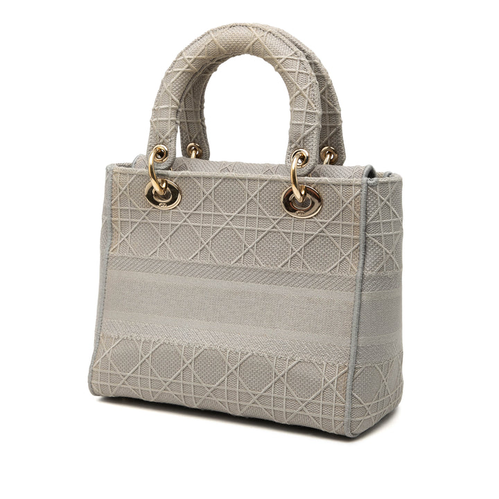 Dior Medium brodé Toile Cannage Lady D Lite