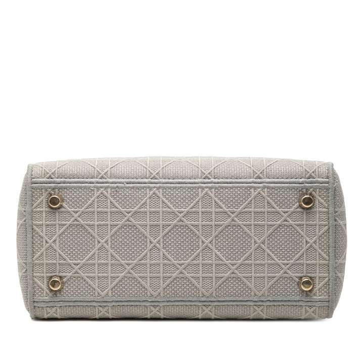 Dior Medium brodé Toile Cannage Lady D Lite