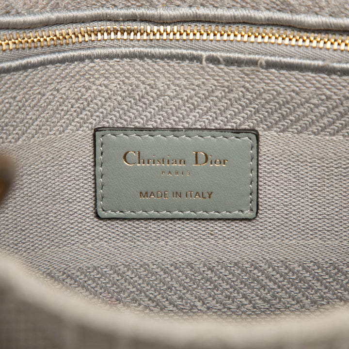 Dior Medium brodé Toile Cannage Lady D Lite