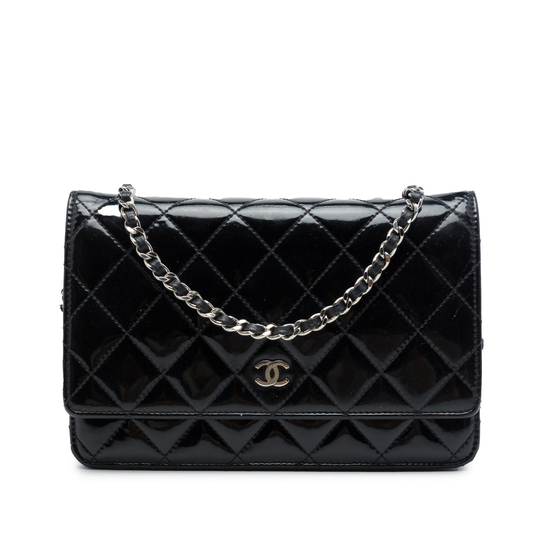 Chanel CC Matelassé Wallet on Chain Noir – vue principale – GABY PARIS