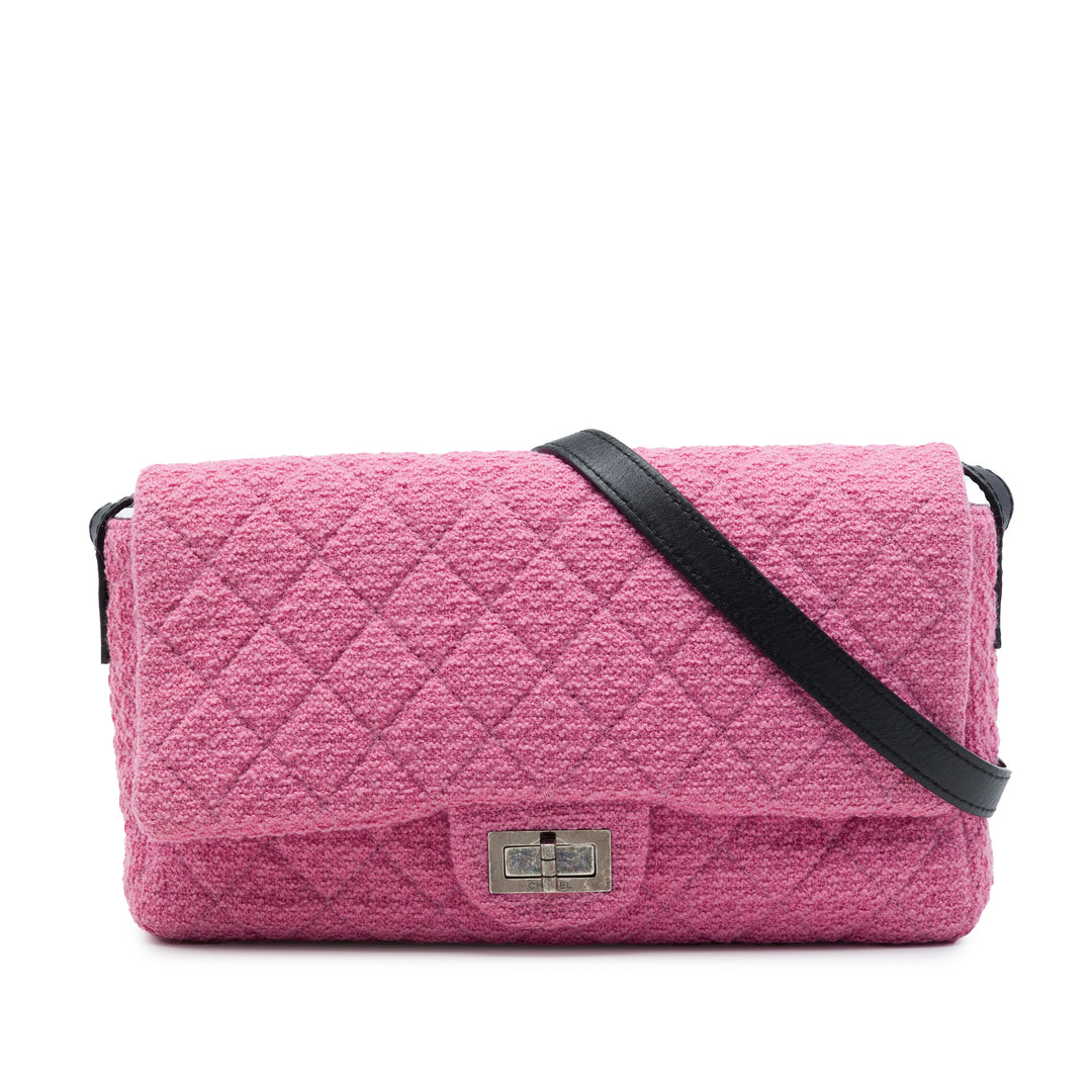 Matelassé Reissue 2.55 Easy Messenger à rabat Jumbo Tweed Rose