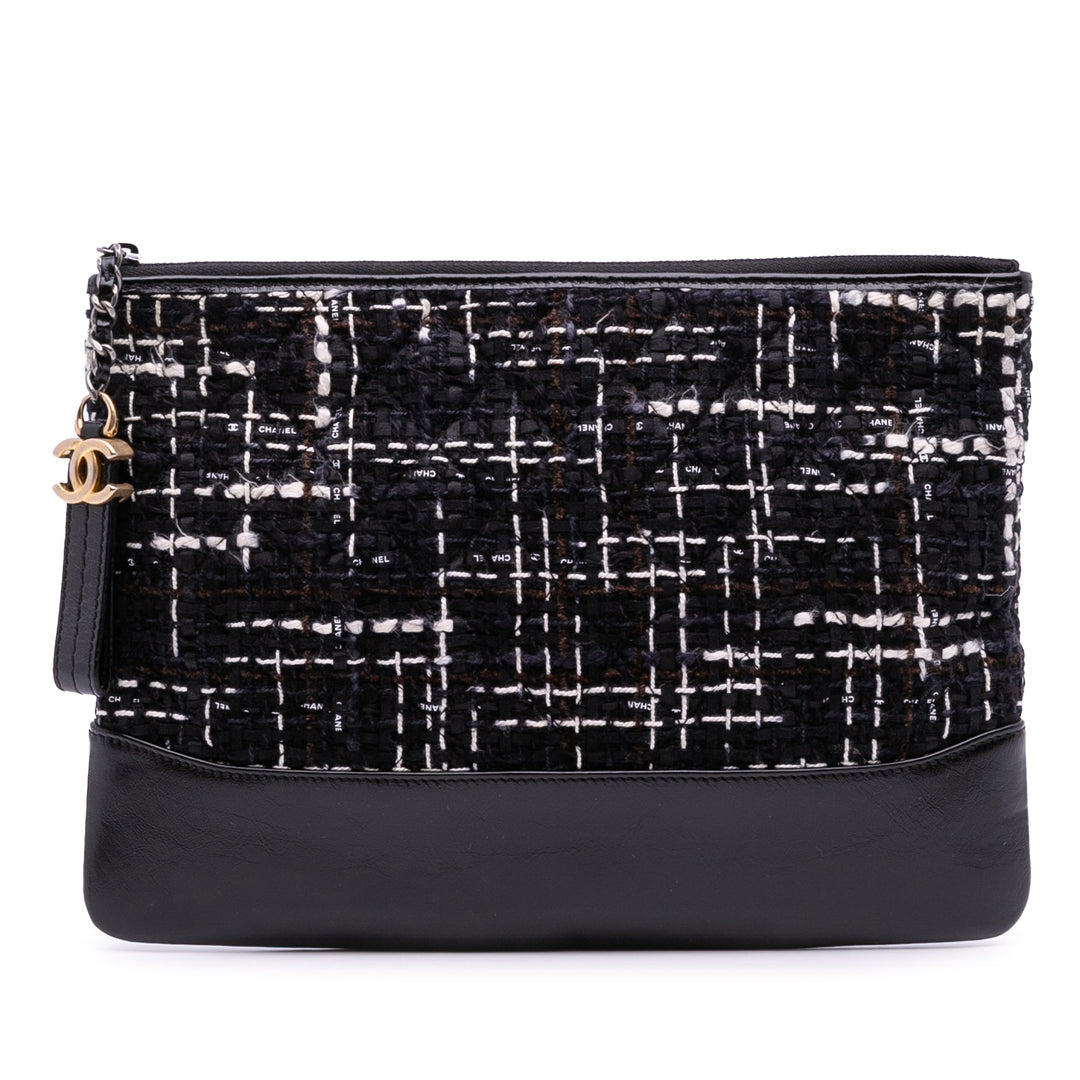 Medium Tweed Gabrielle O Case Clutch Black - Gaby Paris
