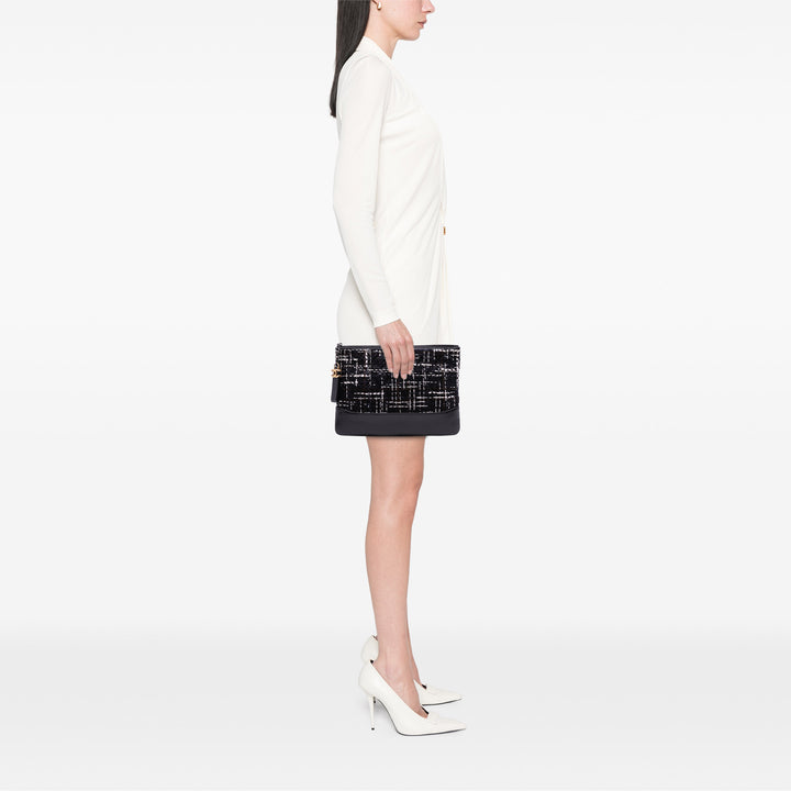 Medium Tweed Gabrielle O Case Clutch Black - Gaby Paris