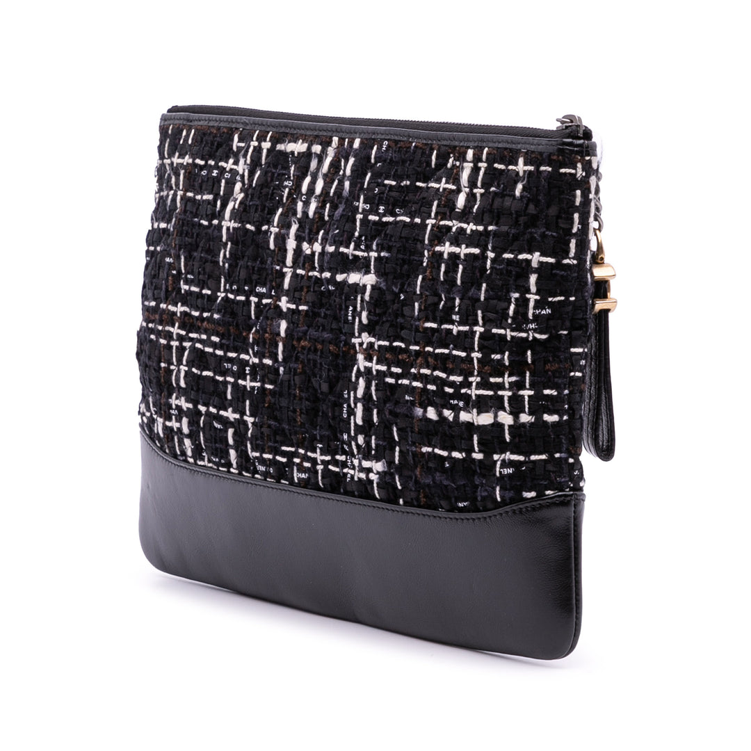 Medium Tweed Gabrielle O Case Clutch Black - Gaby Paris
