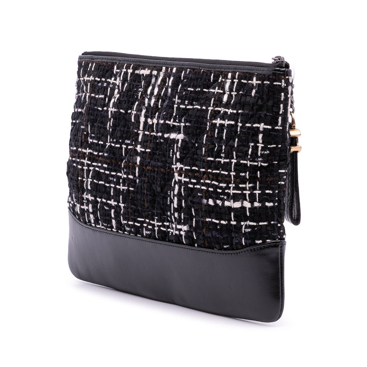 Medium Tweed Gabrielle O Case Clutch Black - Gaby Paris