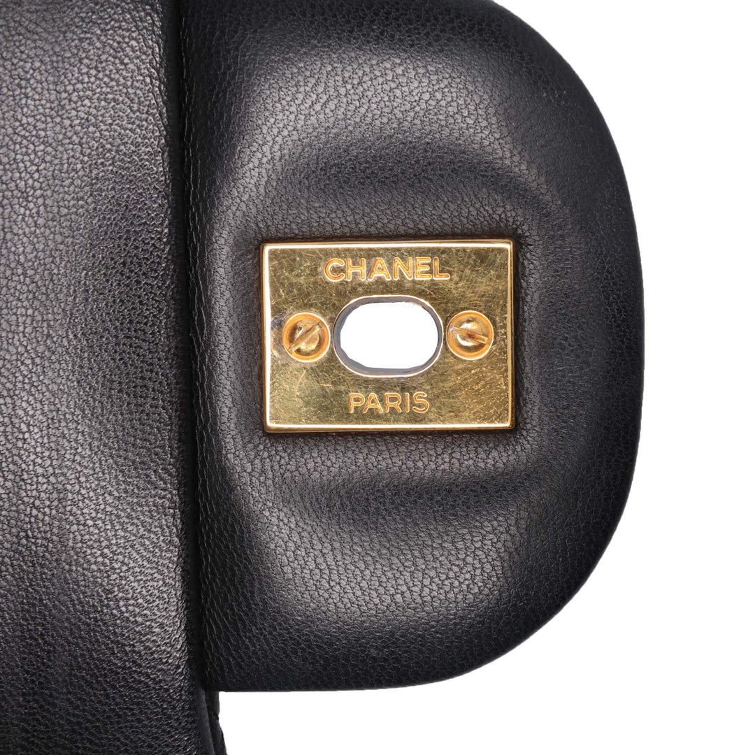 Jumbo Classic Lambskin Double Flap Black - Gaby Paris