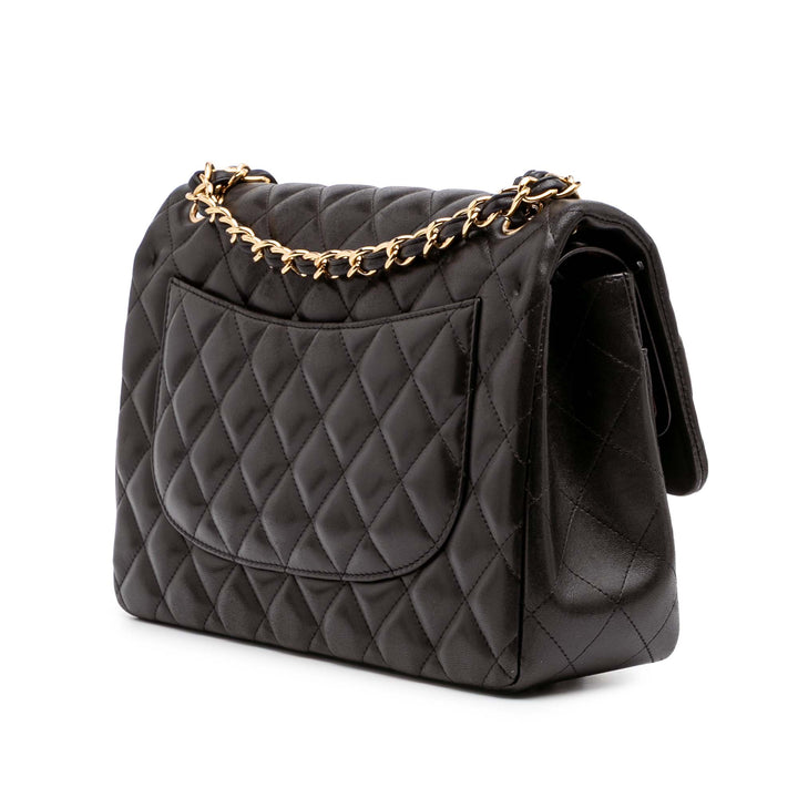 Jumbo Classic Lambskin Double Flap Black - Gaby Paris