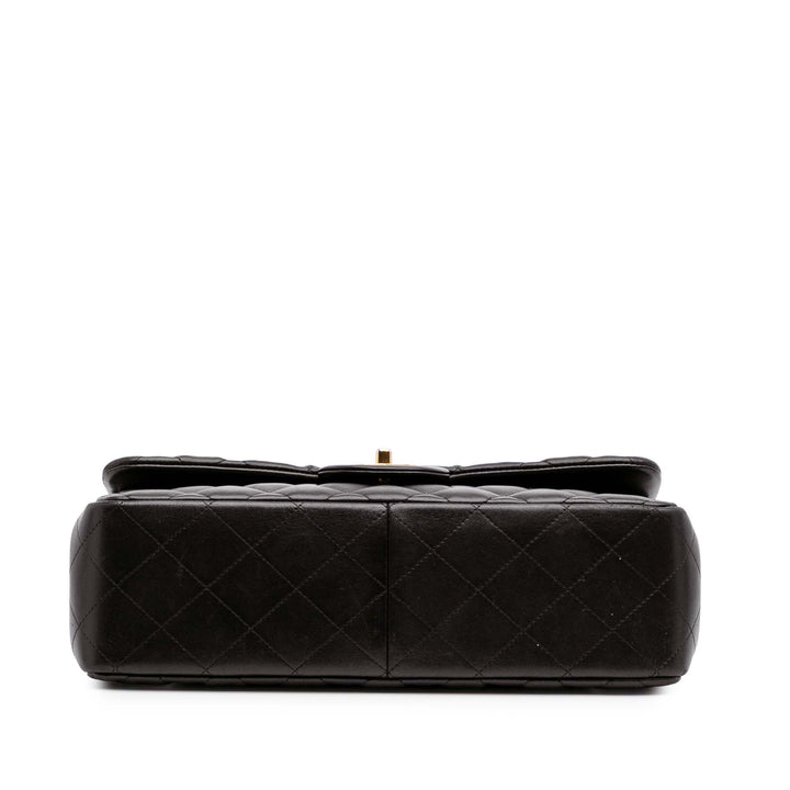 Jumbo Classic Lambskin Double Flap Black - Gaby Paris