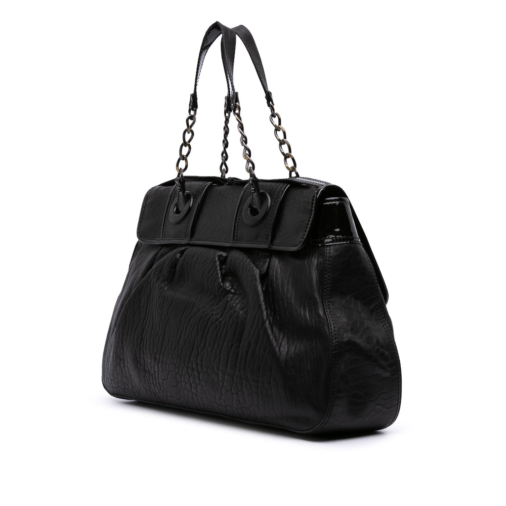 Large Leather B Bis Top Handle Bag Black - Gaby Paris