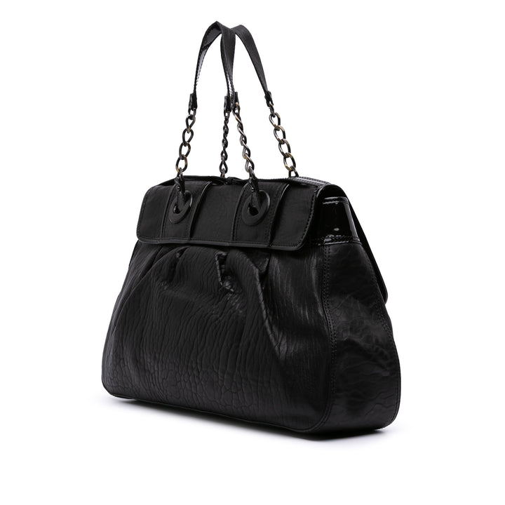 Large Leather B Bis Top Handle Bag Black - Gaby Paris