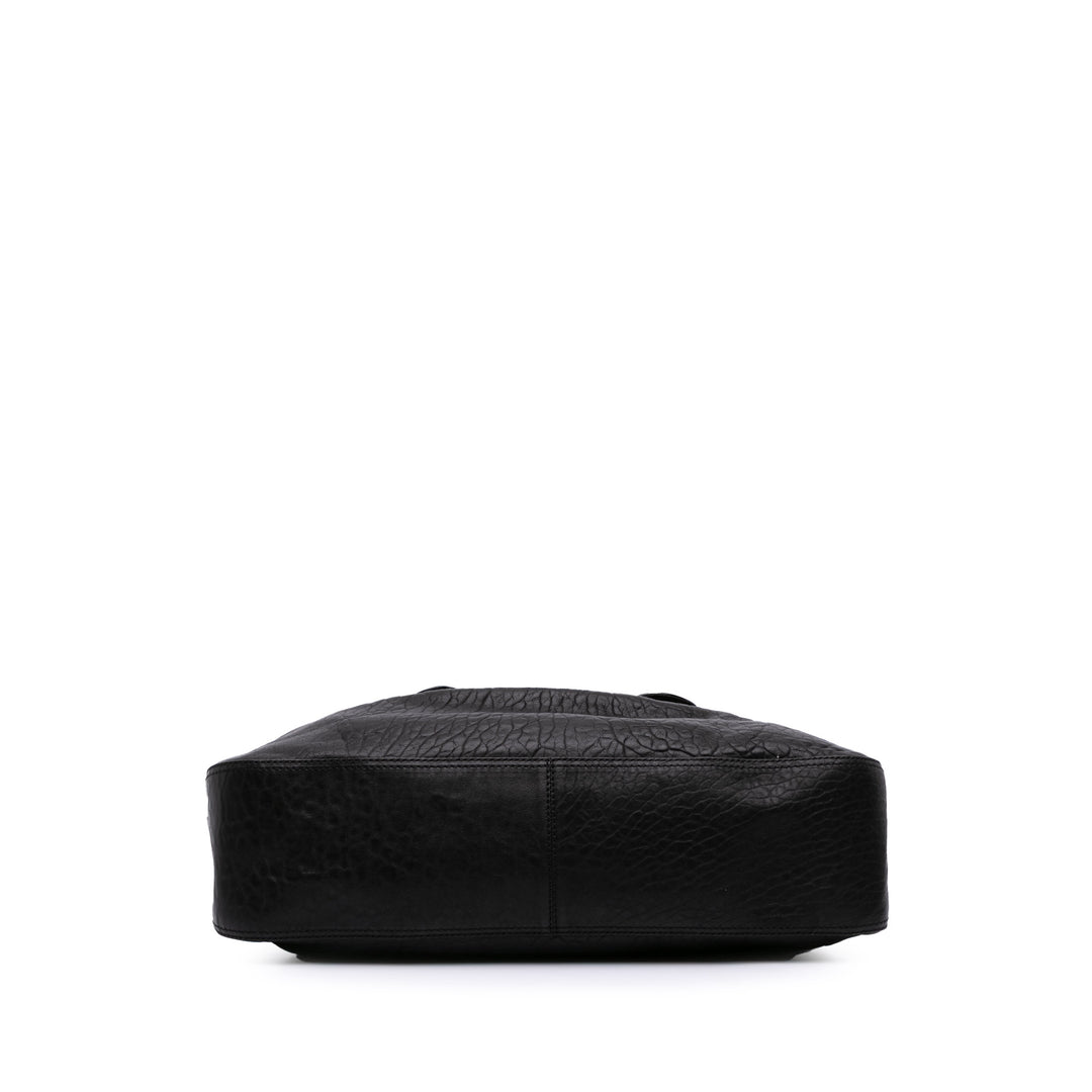 Large Leather B Bis Top Handle Bag Black - Gaby Paris