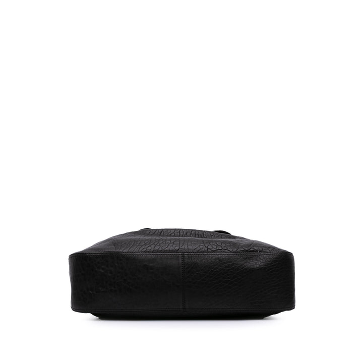Large Leather B Bis Top Handle Bag Black - Gaby Paris