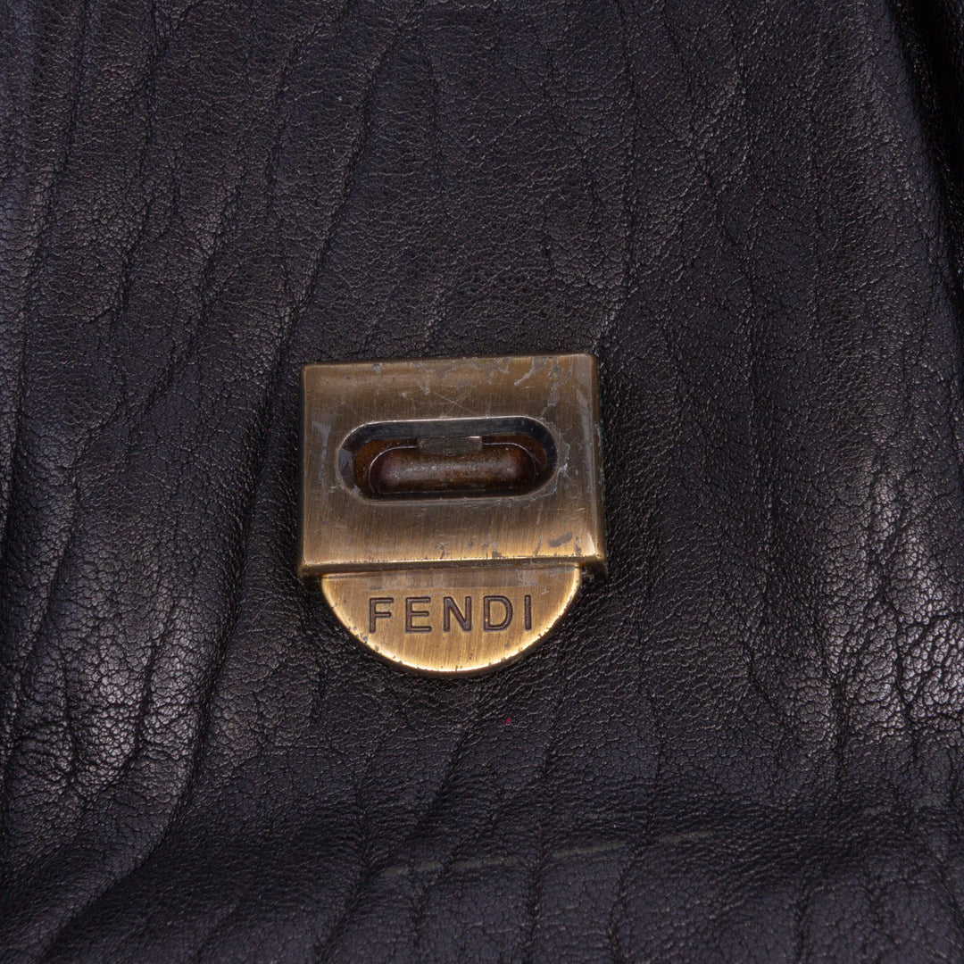 Large Leather B Bis Top Handle Bag Black - Gaby Paris
