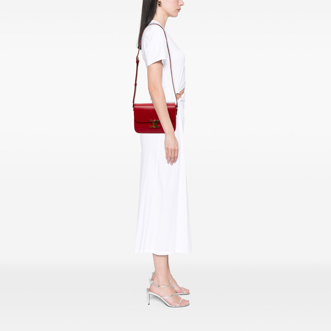 Celine Classique brillant Triomphe Sac Cuir de veau Rouge – vue 5 – GABY PARIS