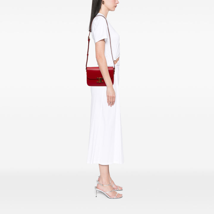 Celine Classique brillant Triomphe Sac Cuir de veau Rouge – vue 5 – GABY PARIS