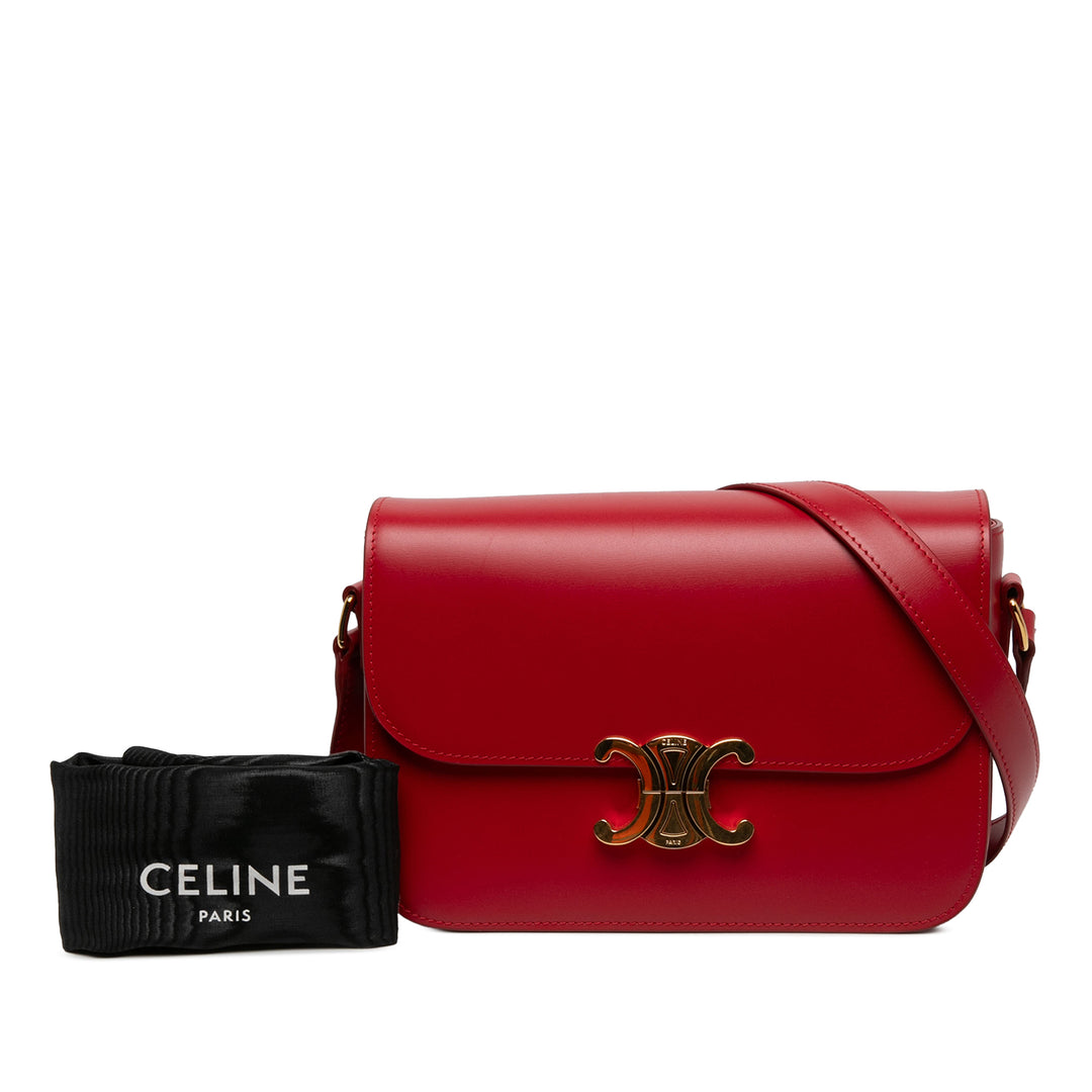 Celine Classique brillant Triomphe Sac Cuir de veau Rouge – vue 6 – GABY PARIS